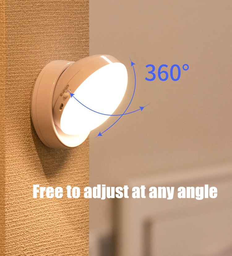 Led Night Light USB Charging Motion Sensor Round Energy-saving Led Lamps Bedroom Sound/Light Control For Corridor Home Bathroom - Images 8