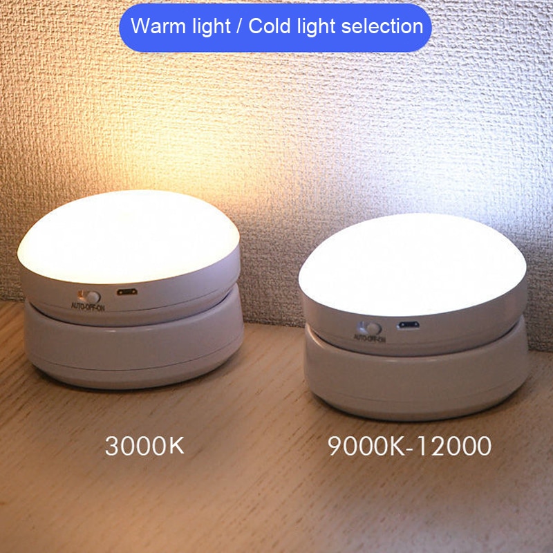 Led 야간 조명 USB 충전 모션 센서 라운드 에너지 절약형 Led 램프 복도 홈 욕실을위한 침실 소리/조명 제어