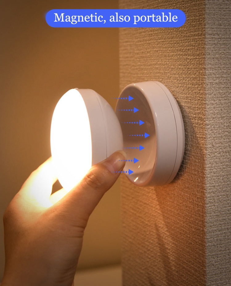 Led 야간 조명 USB 충전 모션 센서 라운드 에너지 절약형 Led 램프 복도 홈 욕실을위한 침실 소리/조명 제어 - imaget 6
