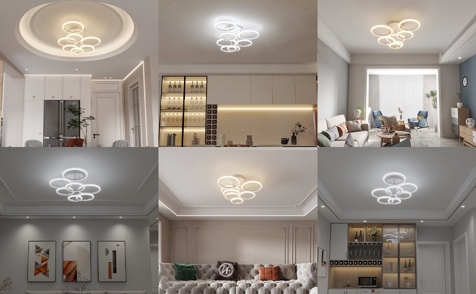 Modern Led Ceiling Light Fixture Smart Remote Stepless Dimming Chandelier 120W Ceiling Lamp for Living Room Bedroom Dining Room - Images 8