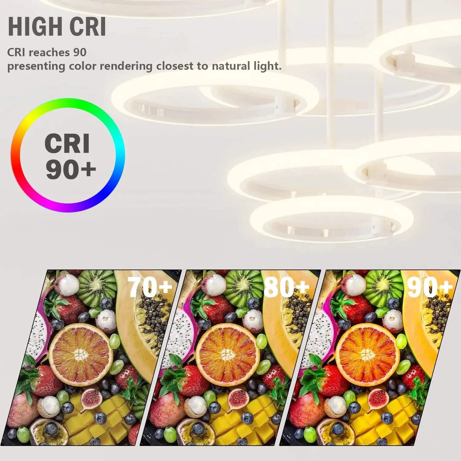 Modern Led Ceiling Light Fixture Smart Remote Stepless Dimming Chandelier 120W Ceiling Lamp for Living Room Bedroom Dining Room