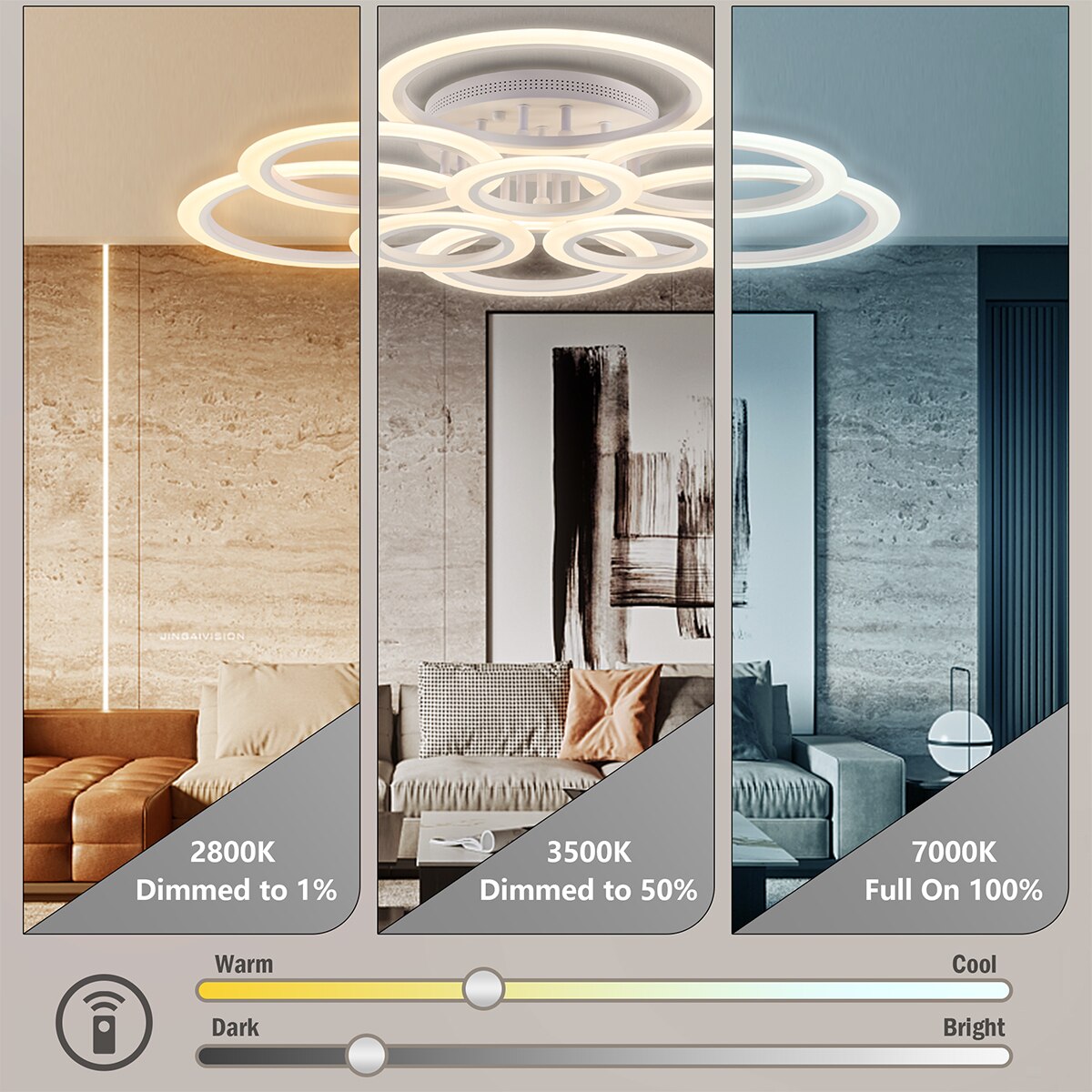 Modern Led Ceiling Light Fixture Smart Remote Stepless Dimming Chandelier 120W Ceiling Lamp for Living Room Bedroom Dining Room - Images 15
