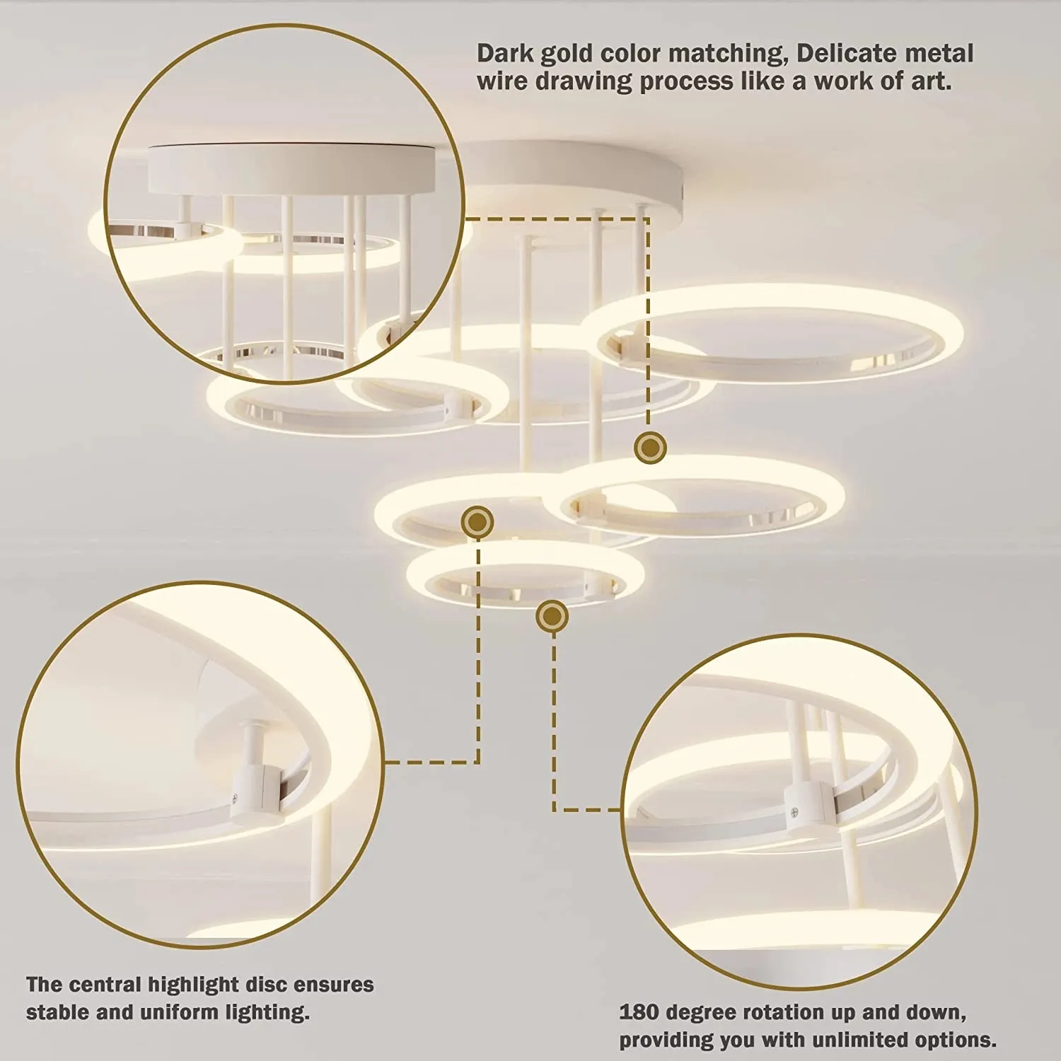 Modern Led Ceiling Light Fixture Smart Remote Stepless Dimming Chandelier 120W Ceiling Lamp for Living Room Bedroom Dining Room