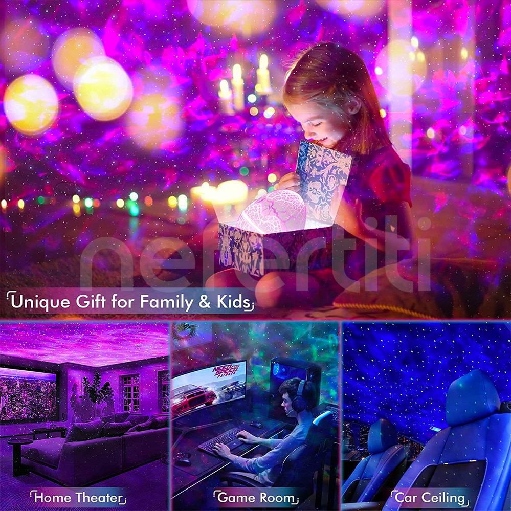 Máy Chiếu NEFERTITI Ngôi Sao Trứng Khủng Long Máy Chiếu Galaxy Tiếng Ồn Trắng Loa Bluetooth LED Đèn Ngủ Cho Trẻ Em Trang Trí Phòng Quà Tặng