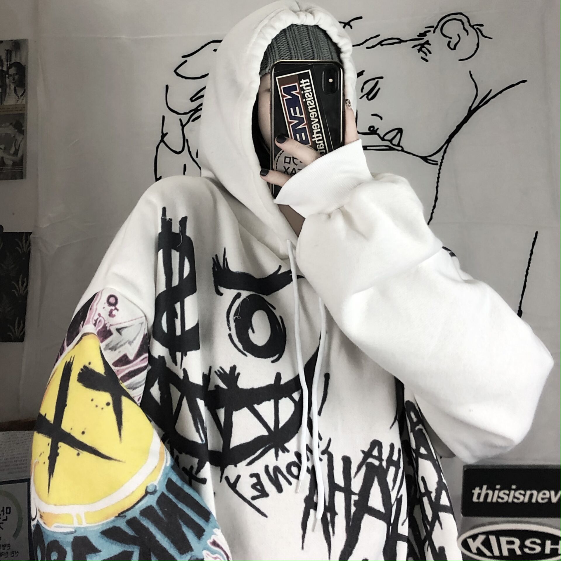 Men Spring Autumn Funny Punk Hoodies Tops Females Clothes Hoodie Gothic Japan Cartoon Hip Hop Hoodie Sweatshirt Oversize