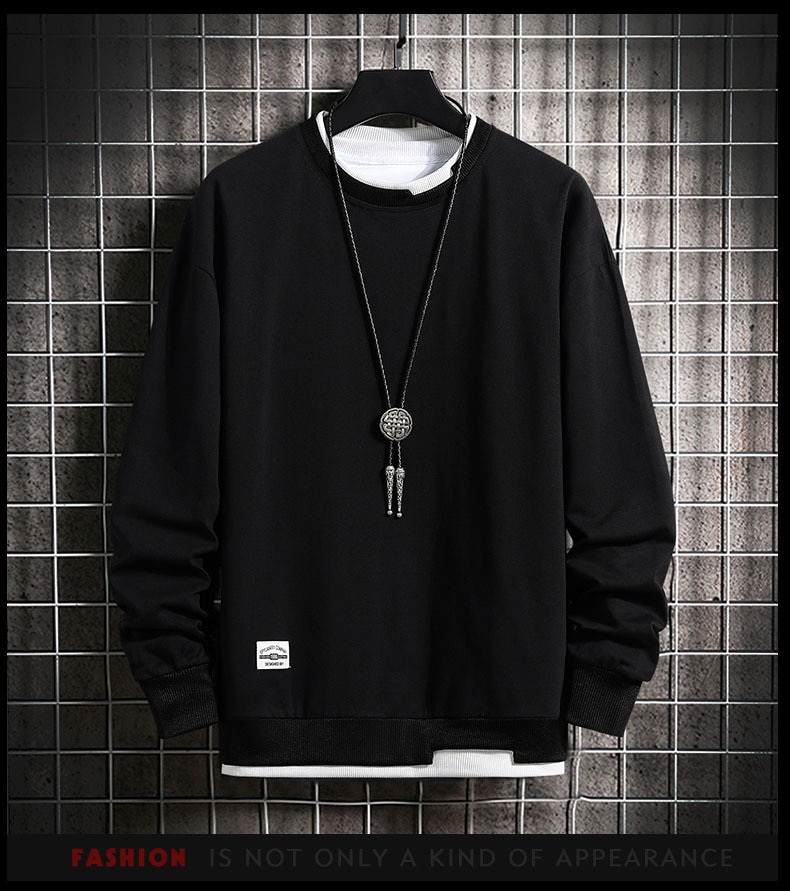 Khoác Nam Áo Nỉ Hoodie Nam Giả Hai Mảnh Nhiều Màu Cổ Tròn Thời Trang Harajuku Nam Áo Mới 2023 - Ảnh 5