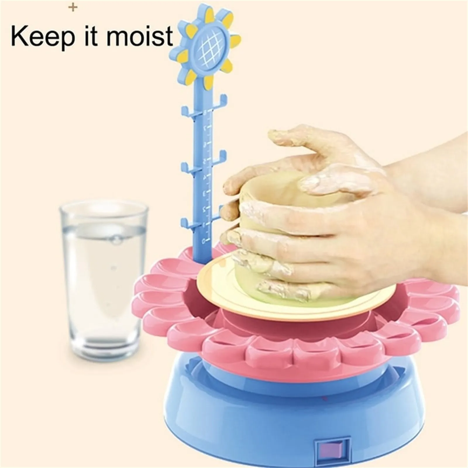 Mini Electric Pottery Machine Household Pottery Making Toy Interactive Game Diy Handicraft Ceramic Kit With Pigment Clay Kid Toy