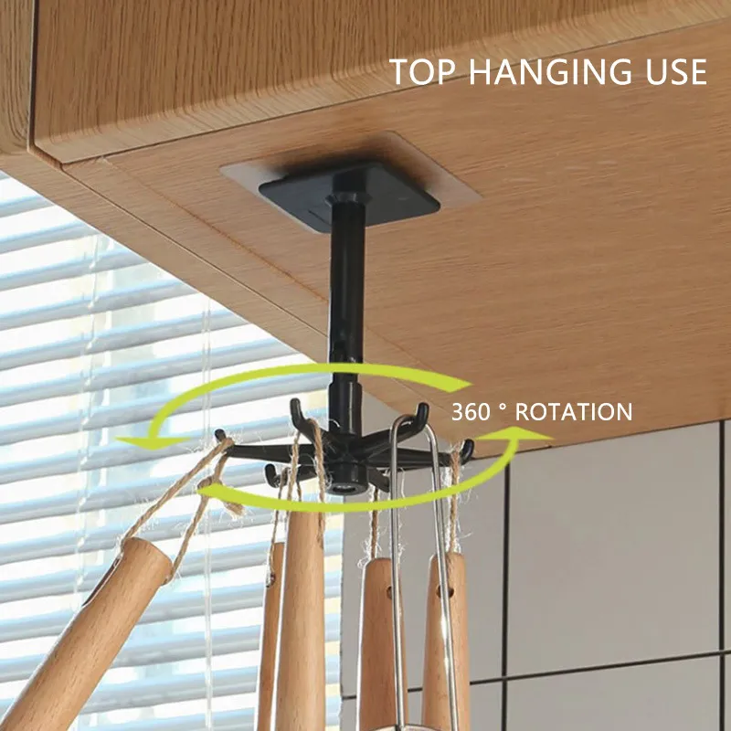 Móc Treo Nhà Bếp Móc Treo Đa Năng Xoay 360 Độ Có Thể Xoay Giá Để Người Tổ Chức Và Lưu Trữ Muỗng Móc Treo Phụ Kiện