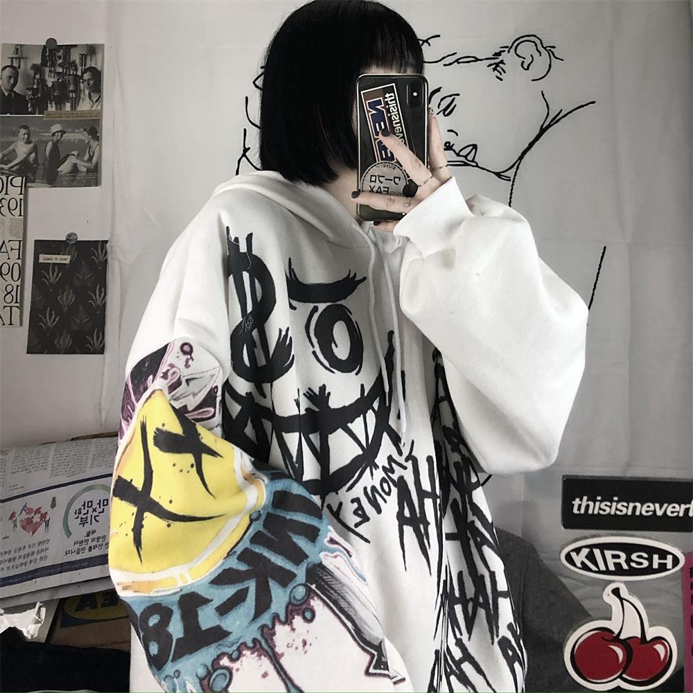 Nam Thu Xuân Ngộ Nghĩnh Punk Khoác Áo Nữ Quần Áo Hoodie Gothic Nhật Bản Hoạt Hình Hip Hop Áo Hoodie Nỉ Oversize