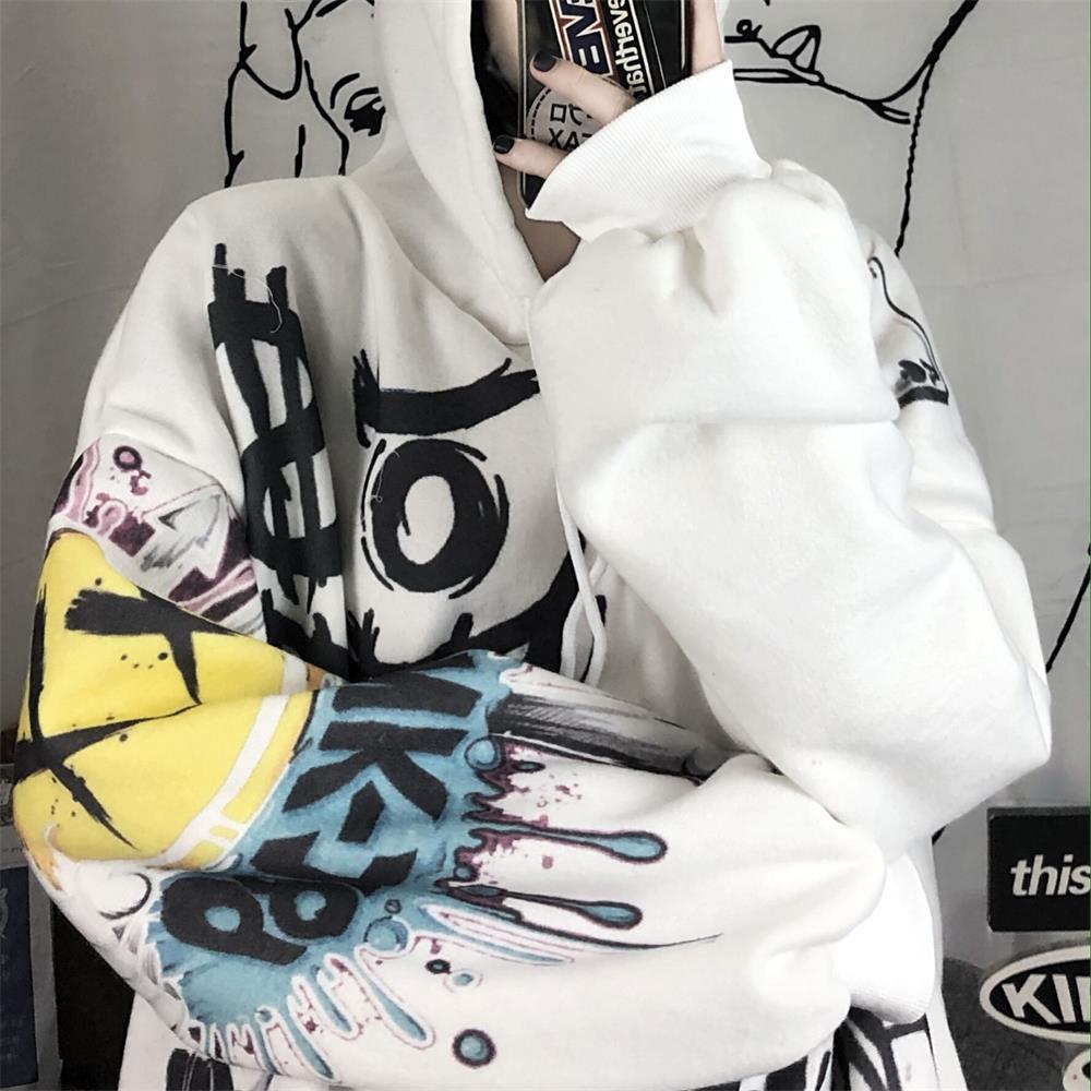 Nam Thu Xuân Ngộ Nghĩnh Punk Khoác Áo Nữ Quần Áo Hoodie Gothic Nhật Bản Hoạt Hình Hip Hop Áo Hoodie Nỉ Oversize