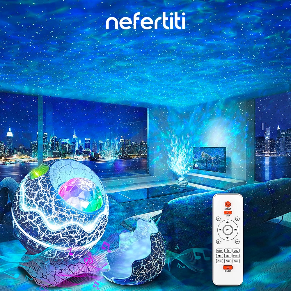 NEFERTITI Star Projector Dinosaur Eggs Galaxy Projector White Noise Bluetooth Speaker LED Night Lights for Kids Room Decor Gifts