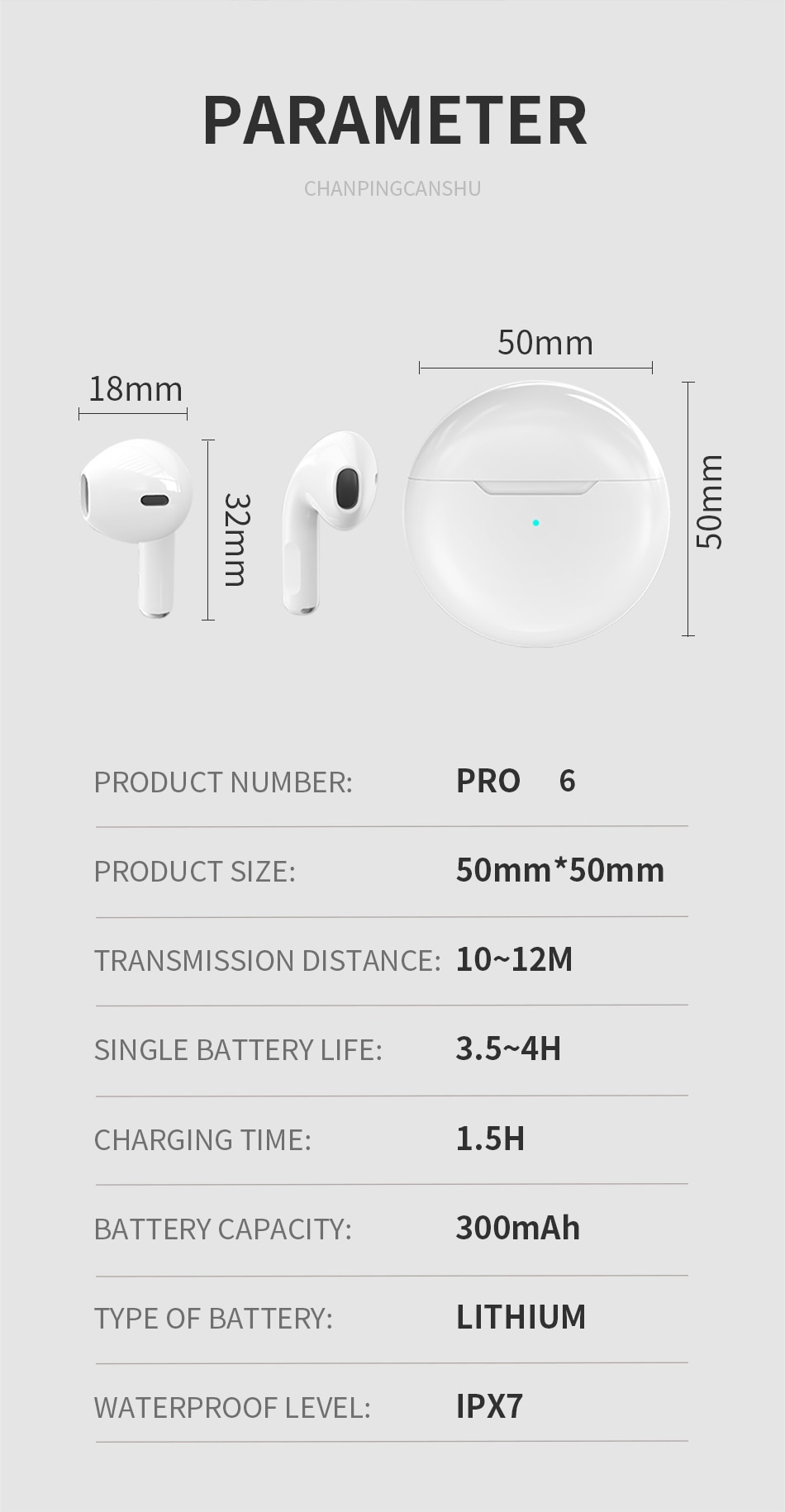Original Air Pro 6 TWS Wireless Bluetooth Earphones Mini Pods Earbuds Earpod Headset For Xiaomi Android Apple iPhone Headphones - Images 10
