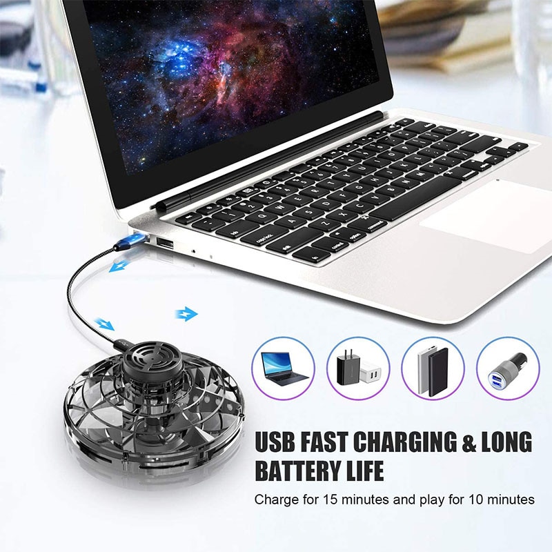 Original Flynova Mini UFO Boomerang Flying Spinner Ball Magic Fidget Toy LED Light Spinner Drone - imaget 4