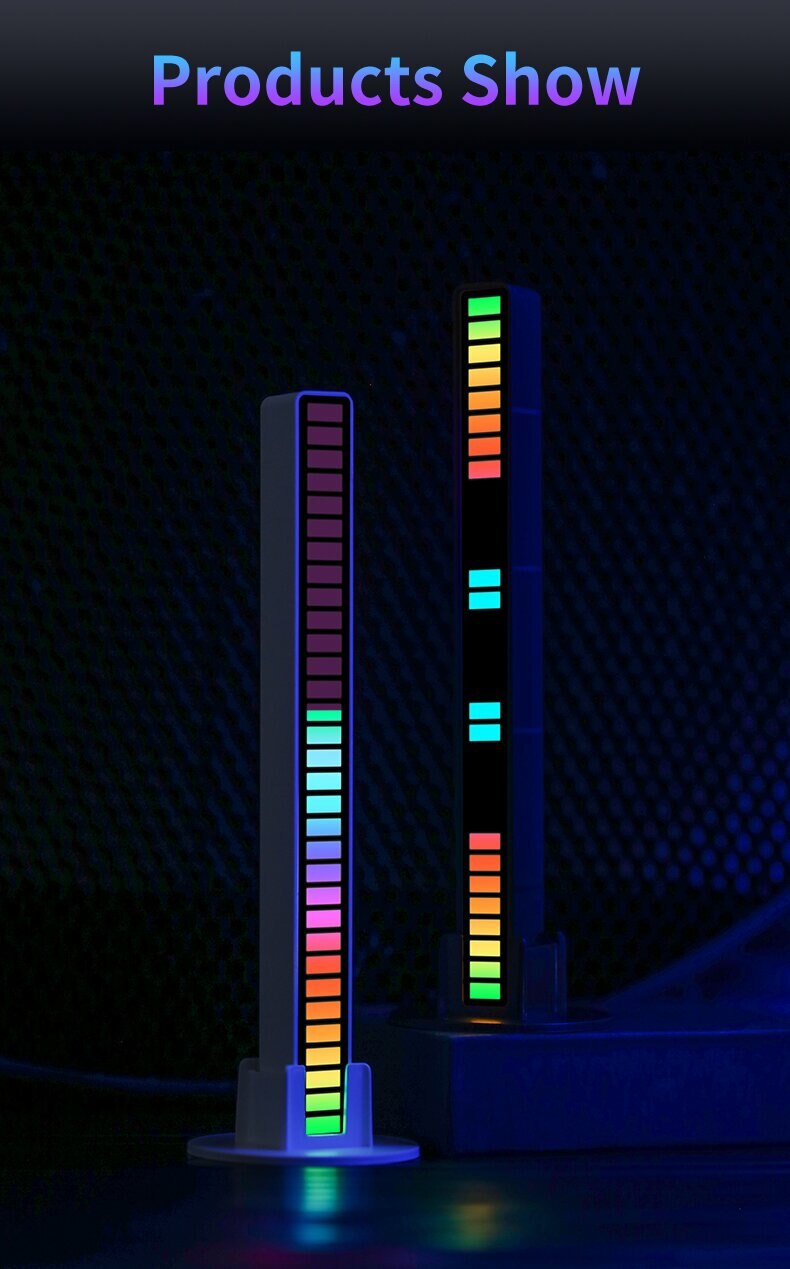 RGB Sound Control Synchronous Rhythm Light Colorful Music Atmosphere Lamp Car Desktop Induction Creative LED Pickup Light - Images 16