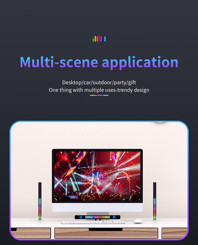 RGB Sound Control Synchronous Rhythm Light Colorful Music Atmosphere Lamp Car Desktop Induction Creative LED Pickup Light - Images 13