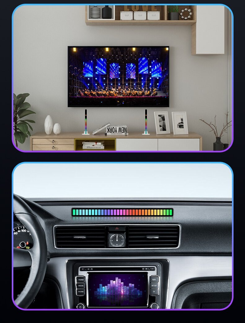 RGB Sound Control Synchronous Rhythm Light Colorful Music Atmosphere Lamp Car Desktop Induction Creative LED Pickup Light - Images 14