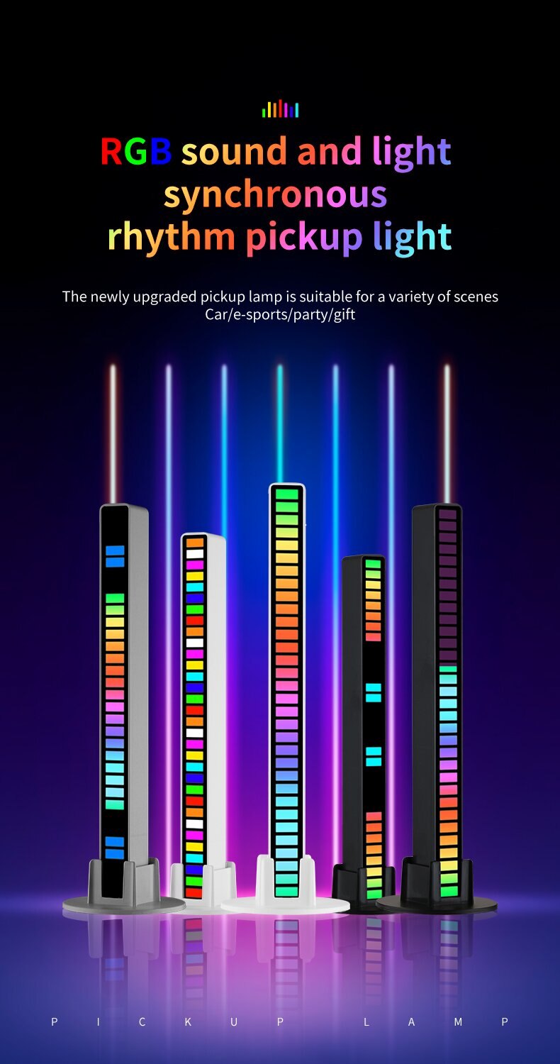 RGB Sound Control Synchronous Rhythm Light Colorful Music Atmosphere Lamp Car Desktop Induction Creative LED Pickup Light - Images 1