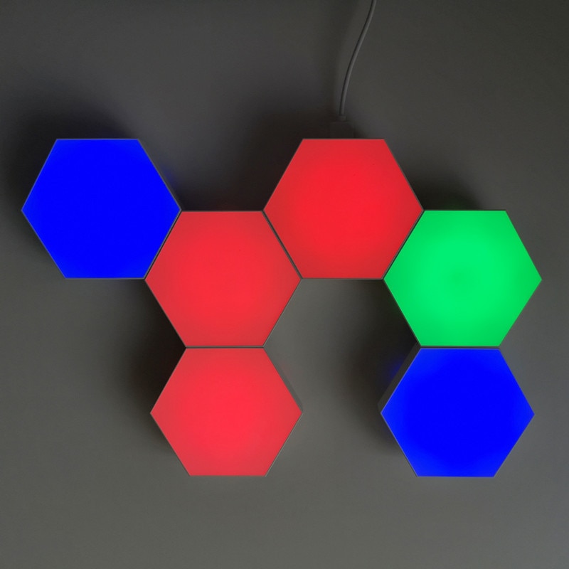 RGBIC Đèn LED Dán Tường Hiện Đại Với Ứng Dụng Thông Minh Điều Khiển Bằng Giọng Nói Tự Làm Đèn Tổ Ong Lục Giác Đèn LED Cho Trò Chơi Máy Tính trang Trí Phòng - Ảnh 15