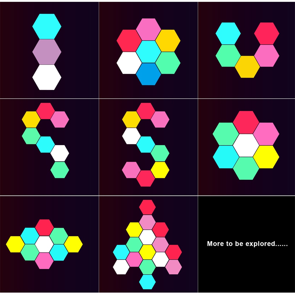 RGBIC Modern LED Wall Lamp With Smart APP Voice Control DIY Hexagonal Honeycomb Lights LED light For Computer Game Room Decor - Images 7