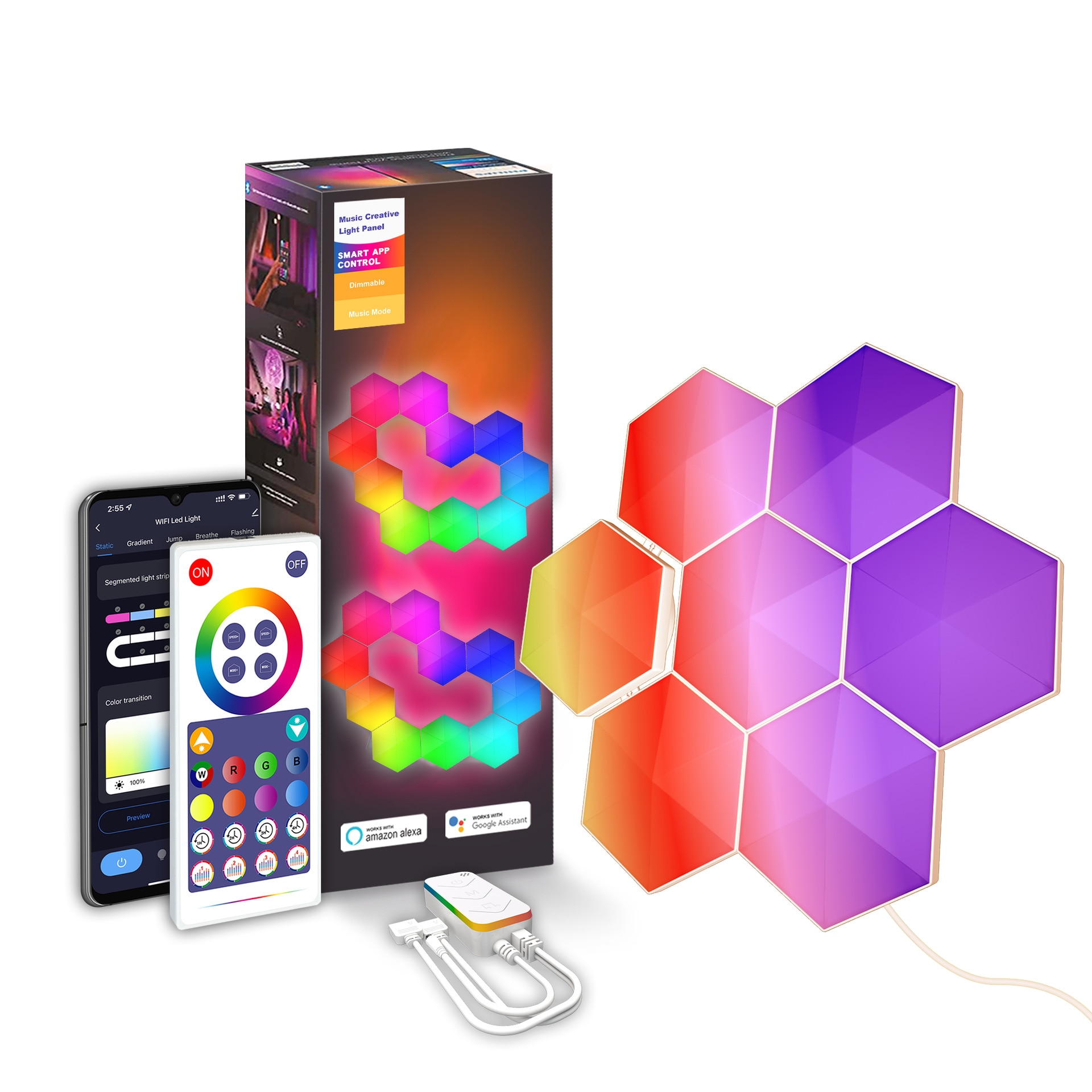 RGBIC Modern LED Wall Lamp With Smart APP Voice Control DIY Hexagonal Honeycomb Lights LED light For Computer Game Room Decor