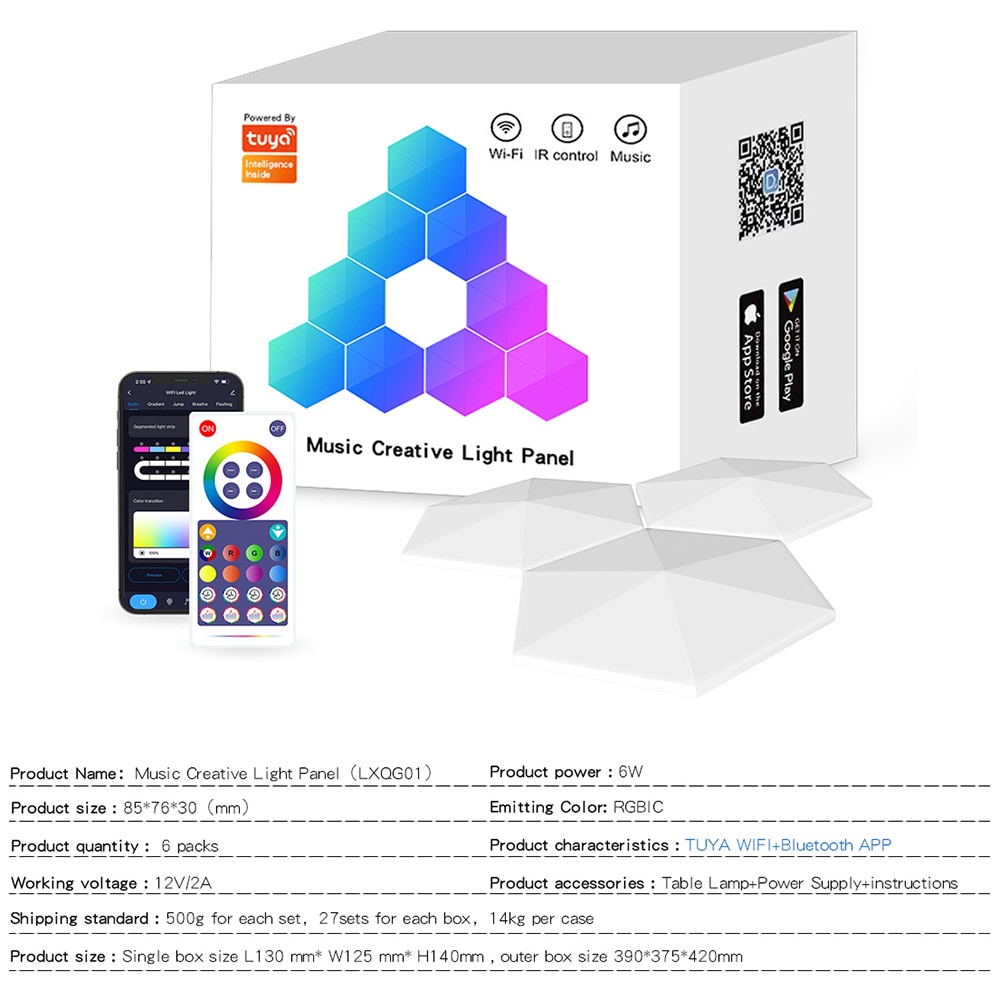 RGBIC Modern LED Wall Lamp With Smart APP Voice Control DIY Hexagonal Honeycomb Lights LED light For Computer Game Room Decor