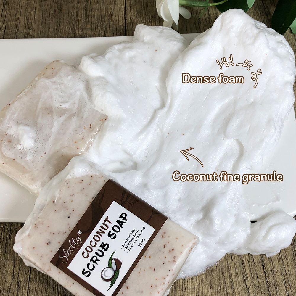 Sleebty Dừa Tẩy Tế Bào Chết Xà Phòng Bán Buôn Hữu Cơ Tự Nhiên Nguyên Chất Tinh Chất Thực Vật Thuần Chay Làm Trắng Chăm Sóc Cơ Thể Làm Sạch Da Mặt Thanh