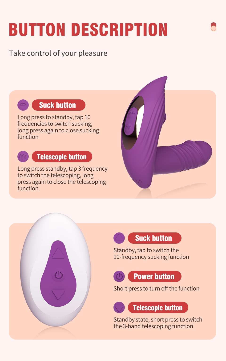 Sucking Vibrators for women Wireless Remote Control Telescopic Vibrating Clit Sucker Sex Toys for Women Female Masturbation - Ảnh 13
