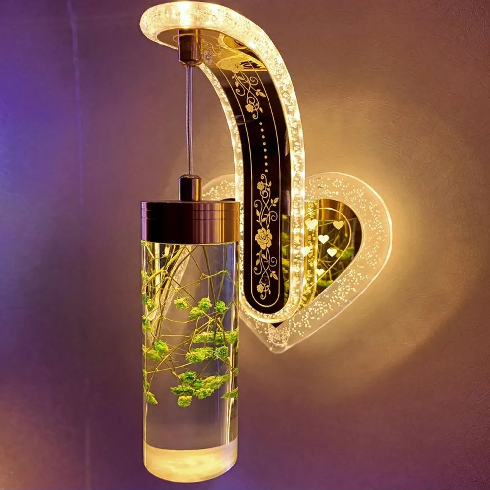Tự Làm Đèn LED Treo Tường Đèn Nhỏ Hiện Đại Đèn Trang Trí Phòng Khách Phòng Ngủ Phong Cách Bắc Âu 20 Màu Với Hoa Khô