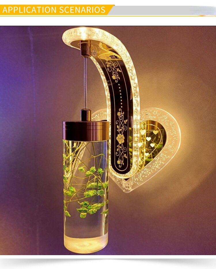 Tự Làm Đèn LED Treo Tường Đèn Nhỏ Hiện Đại Đèn Trang Trí Phòng Khách Phòng Ngủ Phong Cách Bắc Âu 20 Màu Với Hoa Khô - Ảnh 4