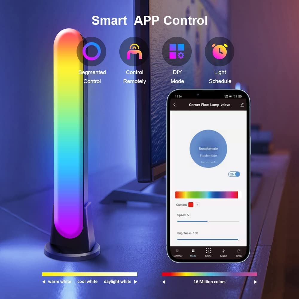 WiFi Smart LED Light Bar RGB Atmosphere Light Music Synchronization 12 Modes TV Wall Computer Game Room Decoration Night Light - Images 9