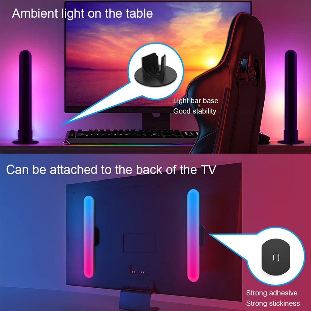 WiFi Smart LED Light Bar RGB Atmosphere Light Music Synchronization 12 Modes TV Wall Computer Game Room Decoration Night Light - Images 10
