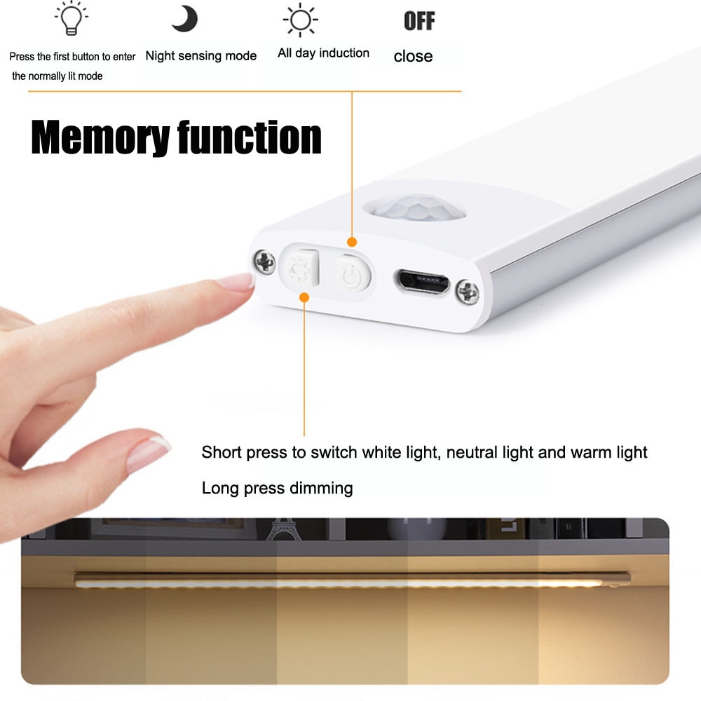 Xiaomi Đèn Ngủ Cảm Biến Chuyển Động LED Không Dây Sạc USB Đèn Tường 3 Màu Mờ Đèn Ngủ Trang Trí Tủ Phòng Ngủ