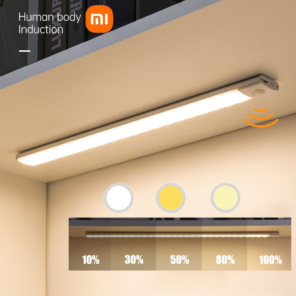Xiaomi 야간 조명 모션 센서 무선 LED USB 충전식 벽 램프 3 색 디밍 야간 램프 장식 침실 캐비닛
