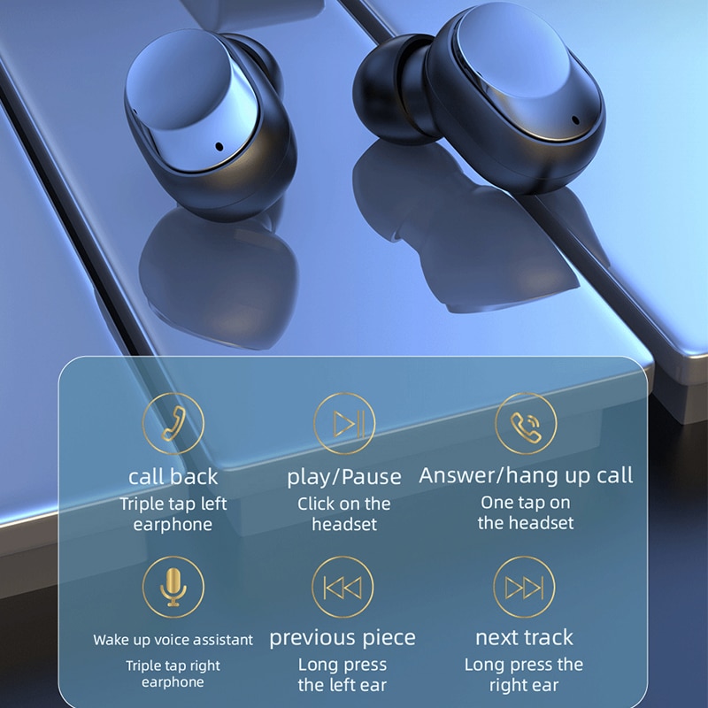 Tai nghe Bluetooth Y60 Fone 5.1 Tai nghe không dây TWS có màn hình LED Tai nghe âm thanh nổi Tai nghe điều khiển cảm ứng Giảm tiếng ồn - Ảnh 5