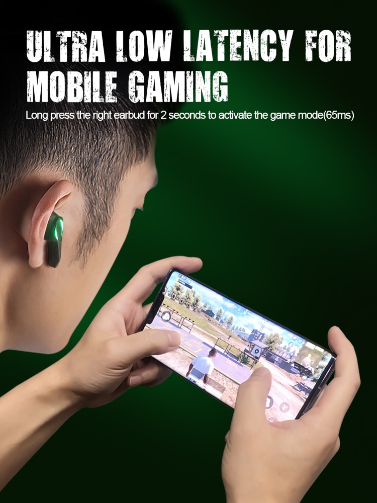 Zime Winner Gaming Earbuds 65ms Low Latency TWS Bluetooth Earphone with Mic Bass Audio Sound Positioning PUBG Wireless Headset