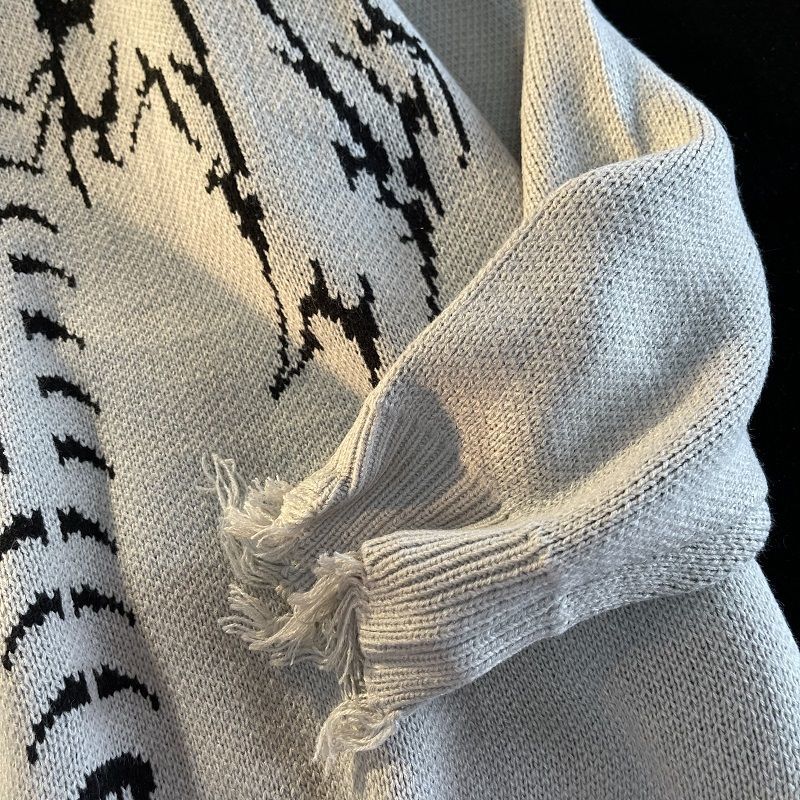 고딕 편지 풀오버 힙합 Streetwear 박쥐 해골 인쇄 새로운 니트 스웨터 Menautumn 하라주쿠 코튼 스웨터 여성 2022 - imaget 13