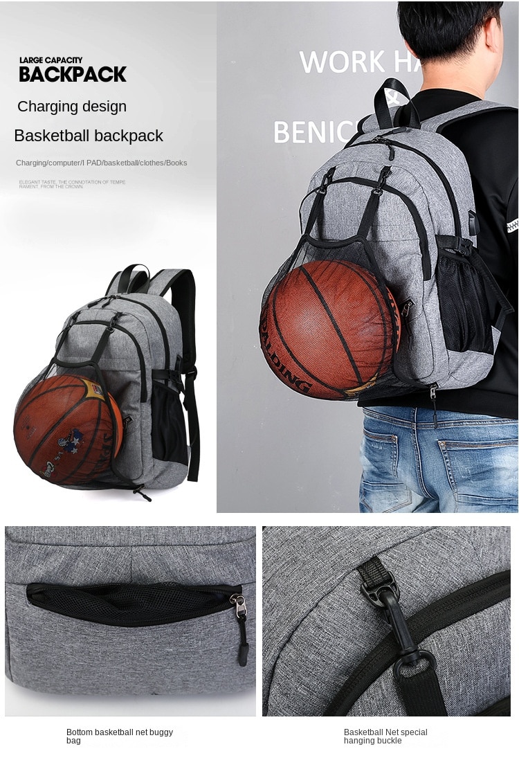 농구 가방 남자 배낭 USB 충전 스마트 배낭 방수 15.6 인치 컴퓨터 학생 Schoolbag - imaget 4