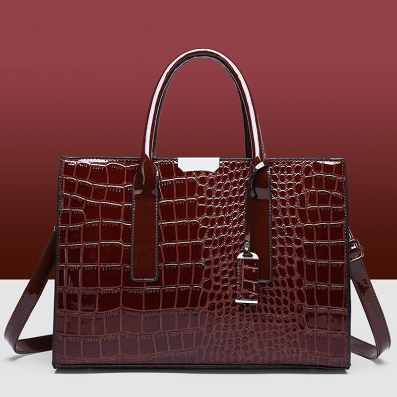 럭셔리 핸드백 악어 디자이너 PU 특허 가죽 크로스 바디 백 여성용 토트 레트로 숙녀 Messegner 숄더 백 Bolsa - imaget 17