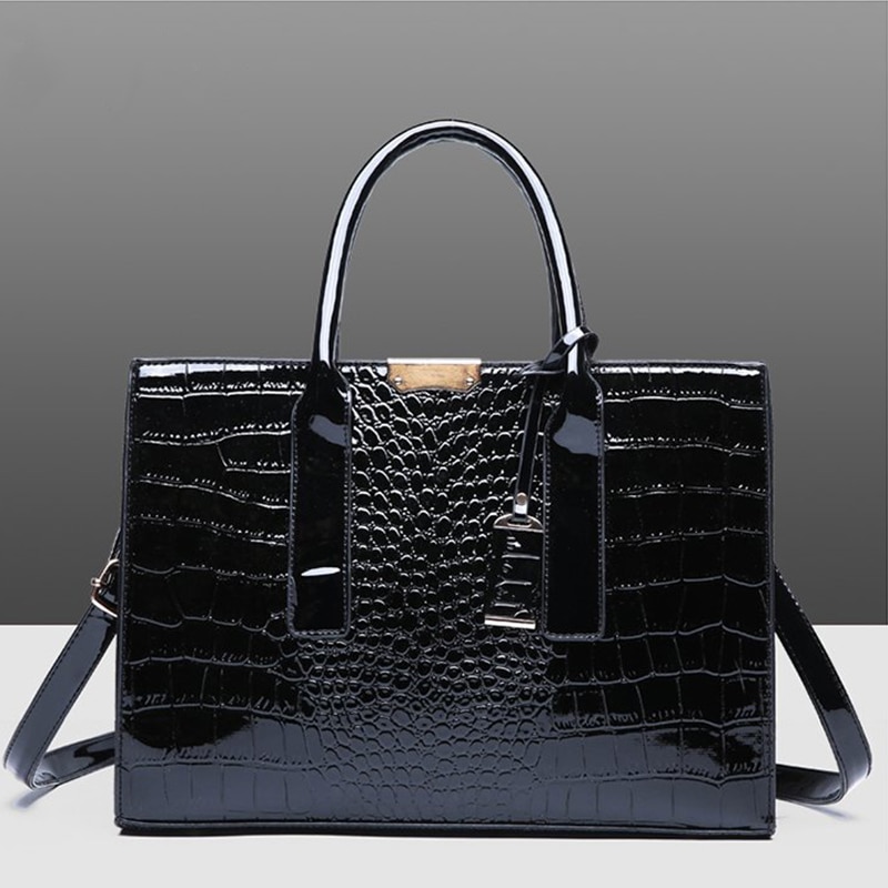 럭셔리 핸드백 악어 디자이너 PU 특허 가죽 크로스 바디 백 여성용 토트 레트로 숙녀 Messegner 숄더 백 Bolsa - imaget 16