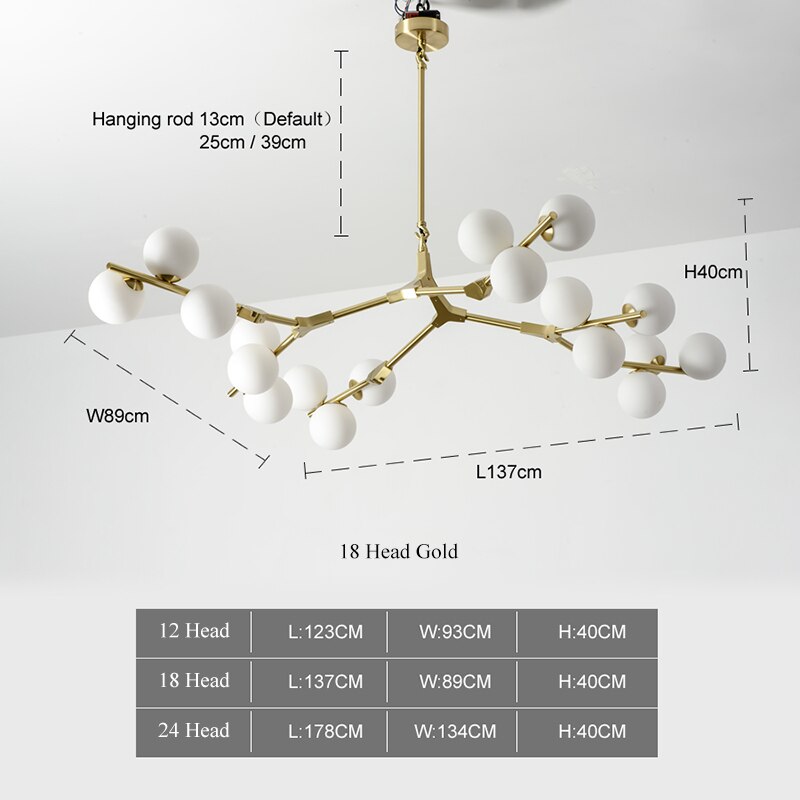 북유럽 블랙 골드 펜던트 라이트 유리 Led 샹들리에 거실 장식 식당 침실 실내 조명 - imaget 3