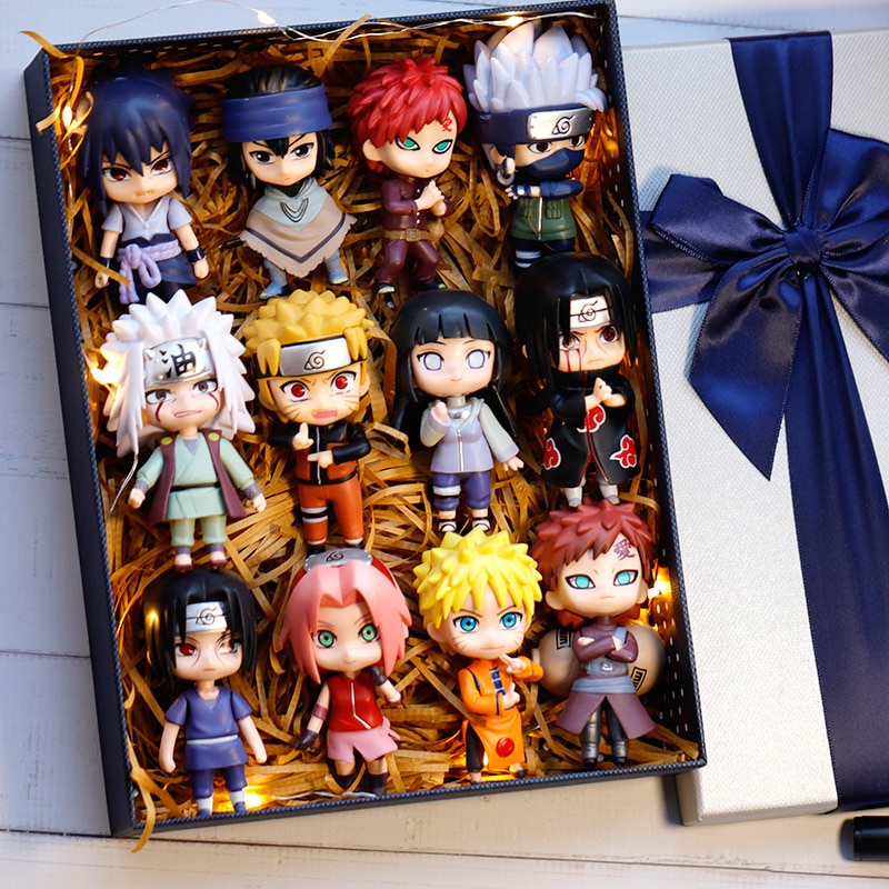 핫 12 개/대 애니메이션 나루토 Shippuden Hinata Sasuke Itachi Kakashi Gaara 애니메이션 피규어 Q 버전 PVC 피규어 장난감 인형 아이 선물