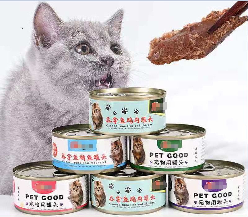 해산물 참치 통조림 고양이 고양이 살찌고 큰 고기 조각 고양이 음식 통조림 170g 고양이 간식